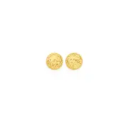 9ct Gold 6mm Diamond-cut Button Stud Earrings