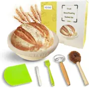 Keygo Bread Proofing Basket Set, 9 Inch Round Sourdough Banneton with Linen for