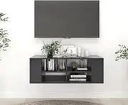 Floating TV Shelf, Wall Mounted TV Stand Entertainment Center TV Unit Media Stand Wall-Mounted TV Cabinet Grey 102x35x35 cm Engineered Wood