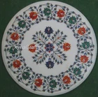 22" Malachite and Carnelian Stone Inlay Work Coffee Table Top Marble Side Table