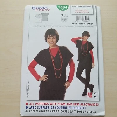 Burda 7594 Shirt Sewing Pattern Uncut