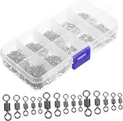 KITANDOVE 210pcs Rotary Ring Connector Fishing Swivel Kit Snap Swivel Fishing Catfishing Tackle Fishing Lure Connector Fishing Swivels Connector Fishing Equipment Swivels for Fishing