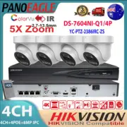 Hikvision 4CH NVR Camera System 8MP Dual Light 5XZoom PTZ IR+ColorVu Camera Lot