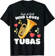 [X.Style] Just A Girl Who Loves Tubas - Cute Girls Tuba ds1391 T-Shirt Black