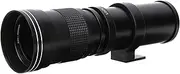 Telephoto Zoom Camera Lens, Telephoto Zoom Lens Manual Telephoto Lens, T2 Mount, 2X Teleconverter, 420‑800mm Zoom, 840‑1600mm Focal, Compatible with Nikon F Mount Camera(Black)