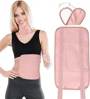 2PCS Castor Oil Pack, Reusable Castor Oil Pack Wrap Kit, Adjustable and Oil Leak-Proof Castor Oil Compress Wrap for Tummy Liver Detox Massage Relax (Oil Not Included) (Pink)