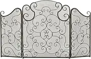 Home Fireplace Screens Decor Width 130cm, 3 Panelled Fold Fire Spark Guard for Gas Fireplace/Wood Firing, Scrollwork Design (Color : Red Copper)