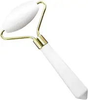 MERRYHAPY 1PC Natural White Jade Roller Massager Facial Massage Tool for Skin Care Reduces Puffiness Redness Lightweight Easy to Use present for Friends Family