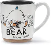 DEMDACO Bearfoots by Jeff Fleming Bear Before Coffee Whimsical Glossy White 14 ounce Stoneware Tea Cup Mug, Gift Cups for Your Favorite Morning Brew