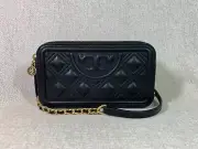 NEW Tory Burch Black Fleming Double Zip Mini Bag $398