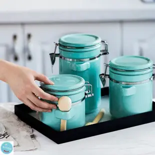 現貨熱銷-北歐風陶瓷密封罐帶蓋儲物罐子白糖茶葉罐食品雜糧收納罐咖啡罐 個性