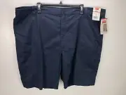 Wrangler 48" Solid Blue Flat Front Zipper Men's Short Pants