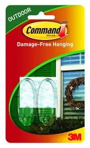 Command 17091CLR-AWES Window Hook, Outdoor, Foam Strip, Clear, Medium, 2-Pk. -