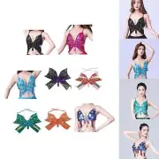Shiny Sequins Butterfly Crop Top Club Outfits Festival Belly Dance Bra Tops