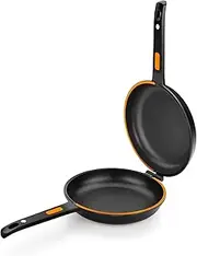 BRA Efficient Duo - Double Frying Pan for Potato Tortillas, 20 cm Diameter, Cast Aluminium, Triple Non-Stick Coating, 100% PFOA Free, Suitable for All Hob Types