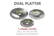1 x 35cm Stainless Steel Oval Serving Platter Sandwich Catering Meal Silver Metal Tray