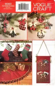 Vogue Craft Sewing Pattern 9083 Christmas Ornament Tree Skirt Stocking UNCUT