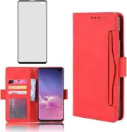 Compatible with Samsung Galaxy S10 Plus Wallet and Tempered Glass Screen