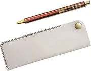 T23-NK01W-NQ30KB-R-3 Horizontal Hook Pen Case White NQ30K Wide Shaft Metal Straight Knock Double Anodized Lattice Ballpoint Pen Set, Red, Pack of 3