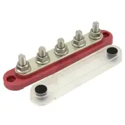 Switch Boss Red Positive 5 Gang M8 150A Bus Bar with Clear Push-On Cover for 12v/24v