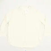 NEW American Eagle Women Button Up Blouse Stripe Long Sleeve Cotton Beige Size L