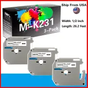 (3-Pack) M231 Label Tape M-K231 MK231 for PT-M95 PT-85 PT-70 Printers