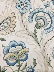 Lee Jofa Trailing Floral Linen Print Fabric- Wimberly Print Blue Spring 4.90 yd