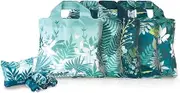 Envirosax Botanica Reusable Bag Polyester Shopping Grocery Tote Bags Pouch Set of 5 Water Resistant, Multicolor, One Size