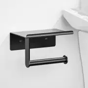 Rustproof Matte Black Toilet Paper Holder Wall Mount with Shelf