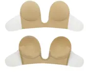 Strapless Adhesive Bra Invisible Push up Bra Backless Sticky Bra for Low Cut Deep-V Wedding Prom Dress-Natural