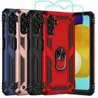 For Samsung Galaxy A15 A53 A35 5G A14 Ring Stand Armor Cover+Tempered Glass