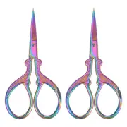 2pcs 3.5" Stainless Steel Vintage Stork Embroidery Sewing Scissors Rainbow