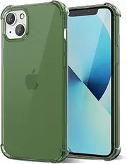 Svanove for iPhone 13 Mini Case Clear, Transparent Jelly Protective Silicone Phone Case with Design for Women Girly Cute Simple, Thin Slim Fit Soft Flexible TPU Shockproof Bumper, Clear Green