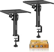 Set of 2 Desktop Clamp Speaker Stands Short Studio Monitor Stands Height Adjustable