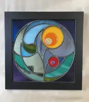 Colorsmith Stained Glass Studio Handmade Custom Design “Circle Swirl” 12.5” Sq