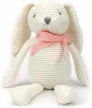 Organic Baby Toys White Bunny Rabbit Stuffed Animal for Newborn 7.1"