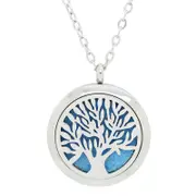 Tree of Life Aromatherapy Essential Oil Diffuser Necklace - Silver- Free Chain - Mothers Day Gift Idea