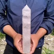 Top! 0.95kg Natural Clear quartz Obelisk Reiki Crystal Wand Point Tower Decor