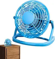 Small Cooling Fan, Rechargeable Table Blower, 4Inch USB Air Cooler, Easy To Used, Sturdy, Blue, Black, For Home, Room, Travel Or Workplace