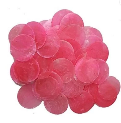 100 Pink Round Capiz Shell Disks 1.5" Two Holes