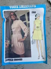 Vogue # 2263 VTG Donald Brooks Americana Dress Pattern Sz 8 Cut