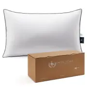 Bed Pillow, Hotel Collection Goose Feather and Down Pillow for Sleeping, 3-Ch...