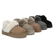 AUSTRALIAN SHEPHERD® 3-Way Style UGG Slippers Women Removable Wool Strap Slingback Platform Suzie - Grey / AU Ladies 9 / AU Men 7 / EU 40