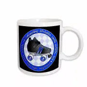3dRose Derby Chicks Roll With It Blue and Black with Black Roller Skate Mug