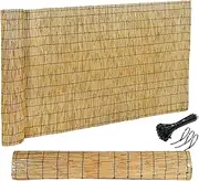 Natural Bamboo Reed Fencing Privacy Screening, Decorative Fence for Outdoor, Balcony Fencing Covering, Sun Blocking, Decorative Divider, Balcony Patio Garden Backyard(1.85 * 6m(6.1 * 19.7ft))
