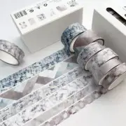 6 Rolls Vintage Washi Tape Set Texture Marble Pattern Adhesive Tapes for Scrapbo