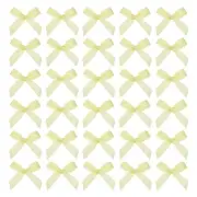 50Pcs Mini Ribbon Bow 1.8 inch Mini Fabric Satin Ribbon Light Yellow