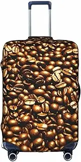 [Pvinnk] Funny Roasted Coffee Beans Print Protective Luggage Cover Elastic Washable Suitcase Protector Travel Gear Protector, White, Small