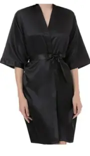 WOMENS PURE COLOR KIMONO ROBE SLEEVE BRIDESMAID BLACK 37 Medium NEW W/ TAGS