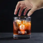 Custom Engraved Brooklyn Nets Whiskey Glass - 11 oz Rocks Glass